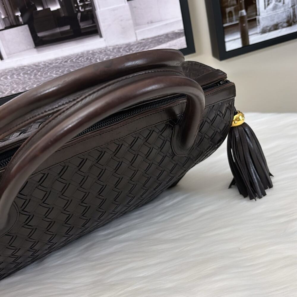 BALLY HandBag Leather Brown Gold Authentic - Picture 9 of 13
